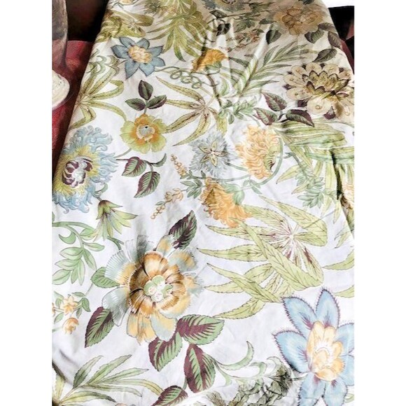Pottery Barn Jacobean Floral Duvet Cover 3 Euro Shams Queen Sage Magnolia Rare🦩 - Picture 2 of 6